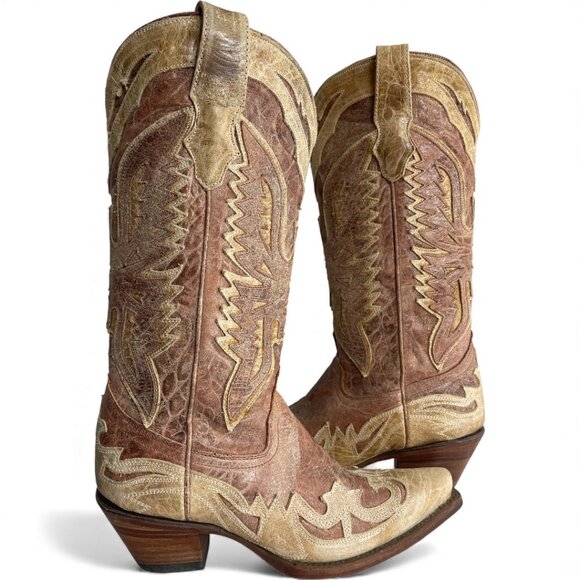 Corral Leather Western Cowgirl Snip Toe Boots Women's 6.5 M - Picture 1 of 16